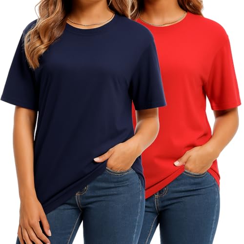 Boring Label Women's Premium Combed Cotton T-Shirts, 2-Pack