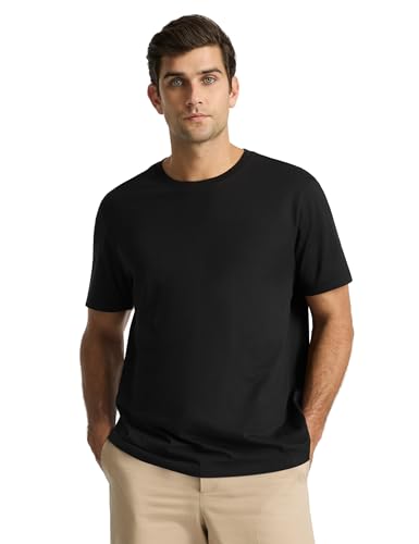 Boring Label Mercerised Cotton T-Shirt - Black - Small – USA-Grown Cotton, Luxury Finish, Crew Neck, Short Sleeve, Structured Fit
