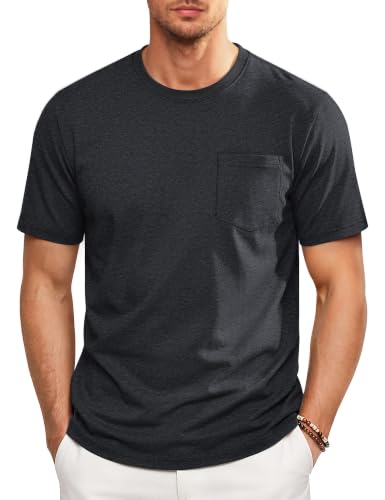 Boring Label Mens T-Shirts Short Sleeve Heathered Cotton Crew Neck Pocket Tees