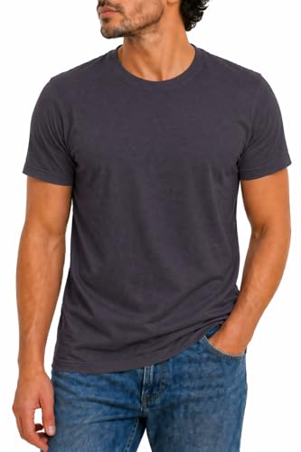 Boring Label Men’s 100% Cotton T-Shirt Crew Neck Soft Premium Regular Fit Tee Plain Short Sleeve Comfortable Everyday Wear Dark Grey